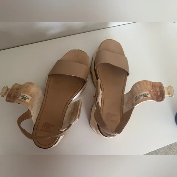 Sorel Kinetic Impact Slingback Heel Sandals in Honest Beige/Honey White size 7 - Picture 8 of 9